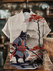 Herren-Kurzarm-Hemd mit japanischer Kunst