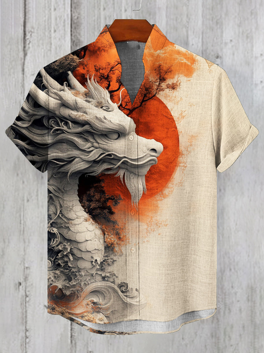 Herren Drache Kunstdruck Kurzarm-Shirt
