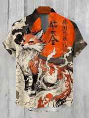Kurz ärmel iges Hemd mit Fox-Srt-Print für Männer