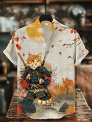 Herren-Kurzarm-Hemd mit japanischer Kunst