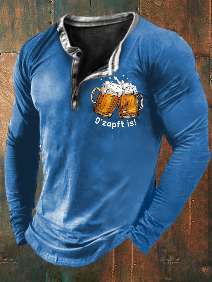 Herren Oktoberfest O'zapft ist Langarm T-Shirt gedruckt
