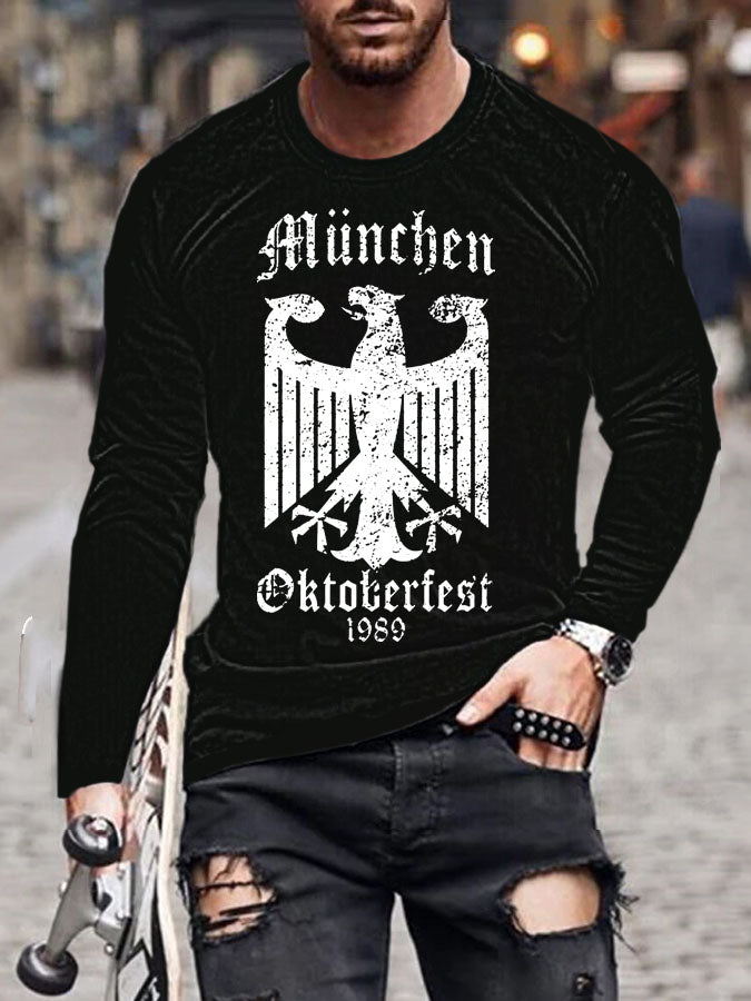 Herren CrewGerman Oktoberfest in München Langarm T-Shirt gedruckt