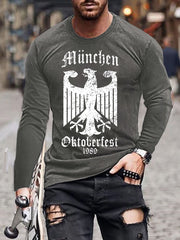 Herren CrewGerman Oktoberfest in München Langarm T-Shirt gedruckt
