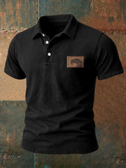 Herren Retro Western Buffalo Print Casual Top