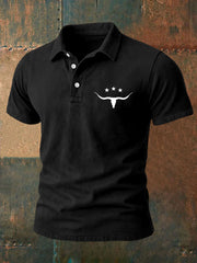 Herren Retro Western Bull Skull Print Casual Top