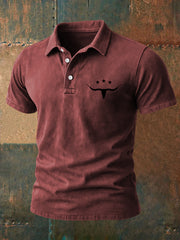 Herren Retro Western Bull Skull Print Casual Top