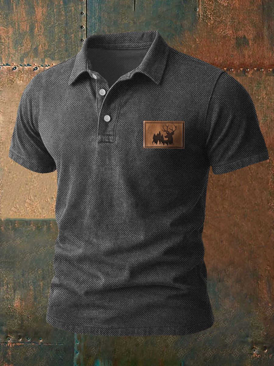 Herren Retro Western Geweih Print Casual Top