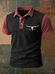 Herren Retro Western Bull Skull Print Casual Top