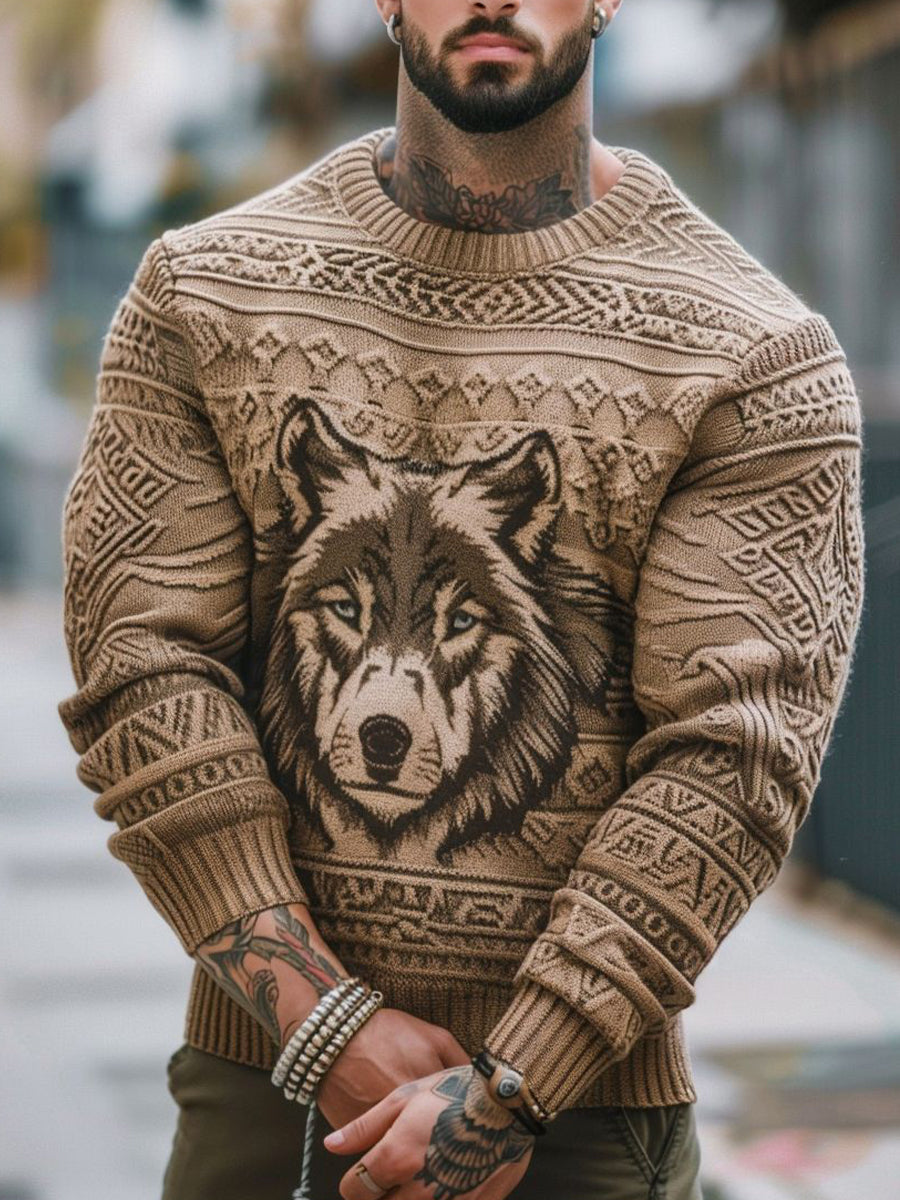 Herren Viking Wolf Pullover