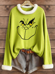 Frauen Lustige Weihnachten EW Menschen Print Pelz kragen Top