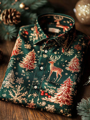 Herren-Luxus-Weihnachts feier lang ärmel iges Button-Down-Shirt