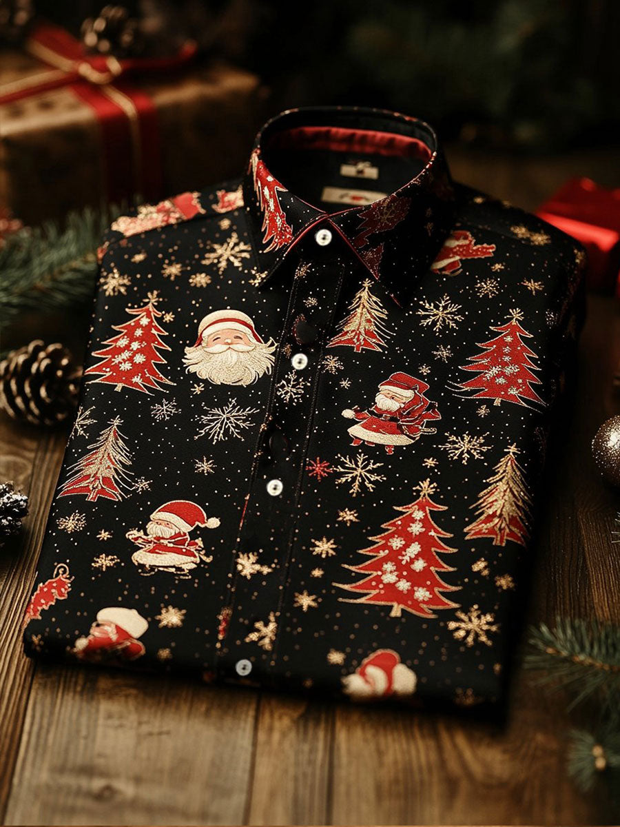Herren-Luxus-Weihnachts feier lang ärmel iges Button-Down-Shirt