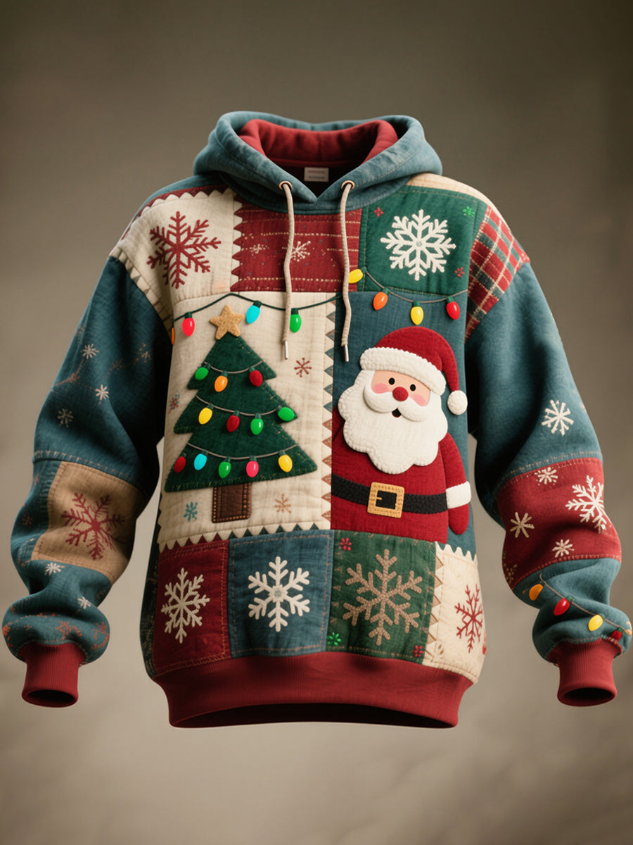 Herren Weihnachten inspiriert Patchwork Art Vintage Hoodie