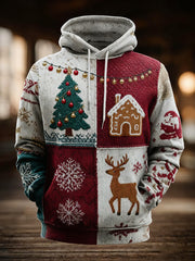 Herren Vintage Weihnachts druck Übergroßer Schulter-Hoodie mit Taschen