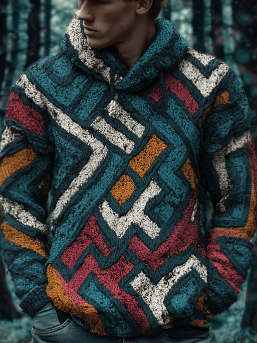 Herren Hoodie mit geometrischem Muster