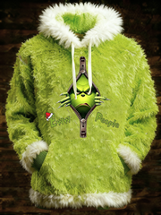 Herren-Weihnachts-Grinch-Kapuzen pullover mit Gesicht bedruckt