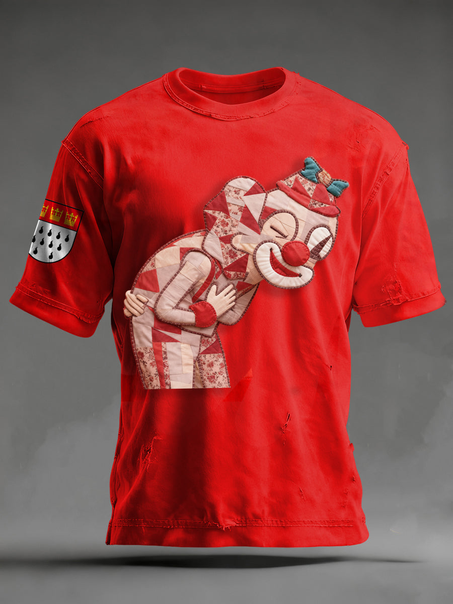 Herren Cologne Carnival Print Crew Neck T-Shirt