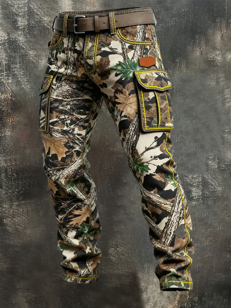 Herren Vintage Camouflage Distressed Pocket Work Pants