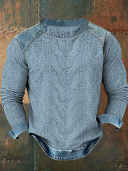 Sweatshirt mit strukturiertem Denim-Kragen für Herren