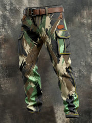 Herren Vintage Camouflage Distressed Pocket Work Pants