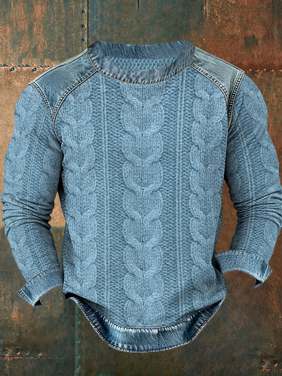 Sweatshirt mit strukturiertem Denim-Kragen für Herren