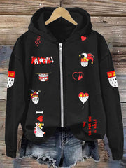 Frauen Kölner Karneval Lässiger Kapuzen pullover mit Reiß verschluss