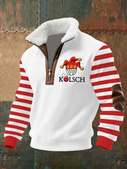 Herren Cologne Carnival Print Stricks toff Reiß verschluss Pelz kragen Hoodie