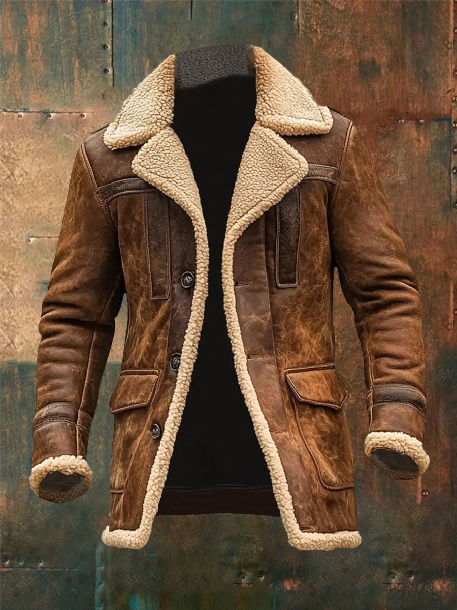 Herren Retro Plüsch Tasche Freizeit jacke