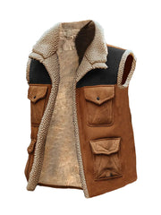 Herren Retro Patchwork lässig ärmellose Jacke