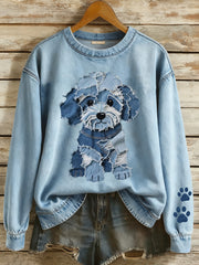 Frauen schöne Hund Patchwork Kunst Sweatshirt