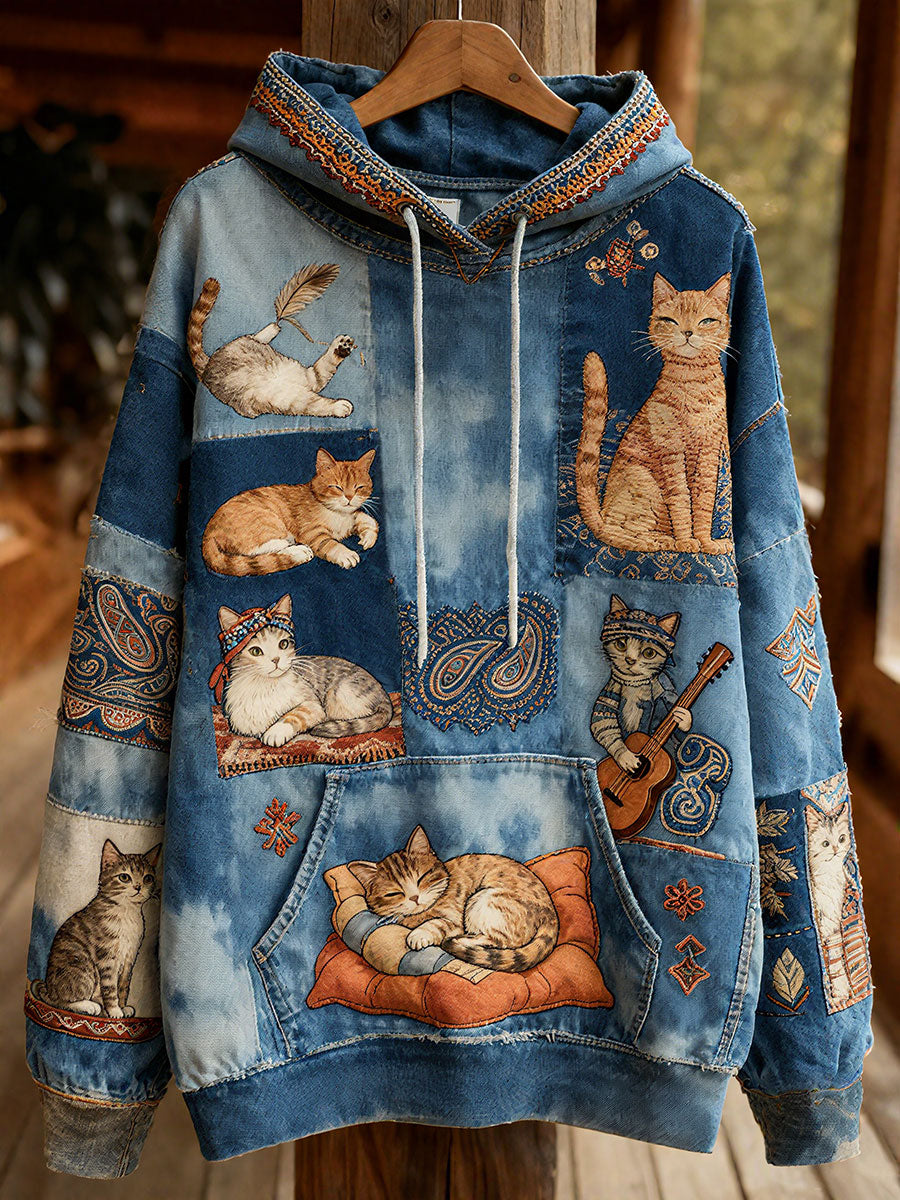 Frauen Herbst Katzen Hoodies