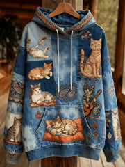 Frauen Herbst Katzen Hoodies