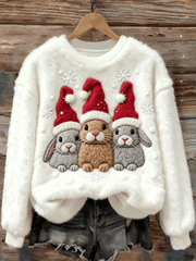 Damen Weihnachten niedliche Tiere Kunst Flanell Sweatshirt