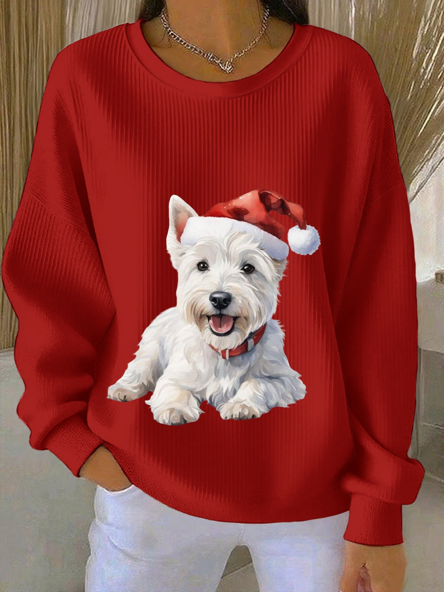 Westie West Highland White Terrier Westie Weihnachts-Sweatshirt mit Rundhals ausschnitt