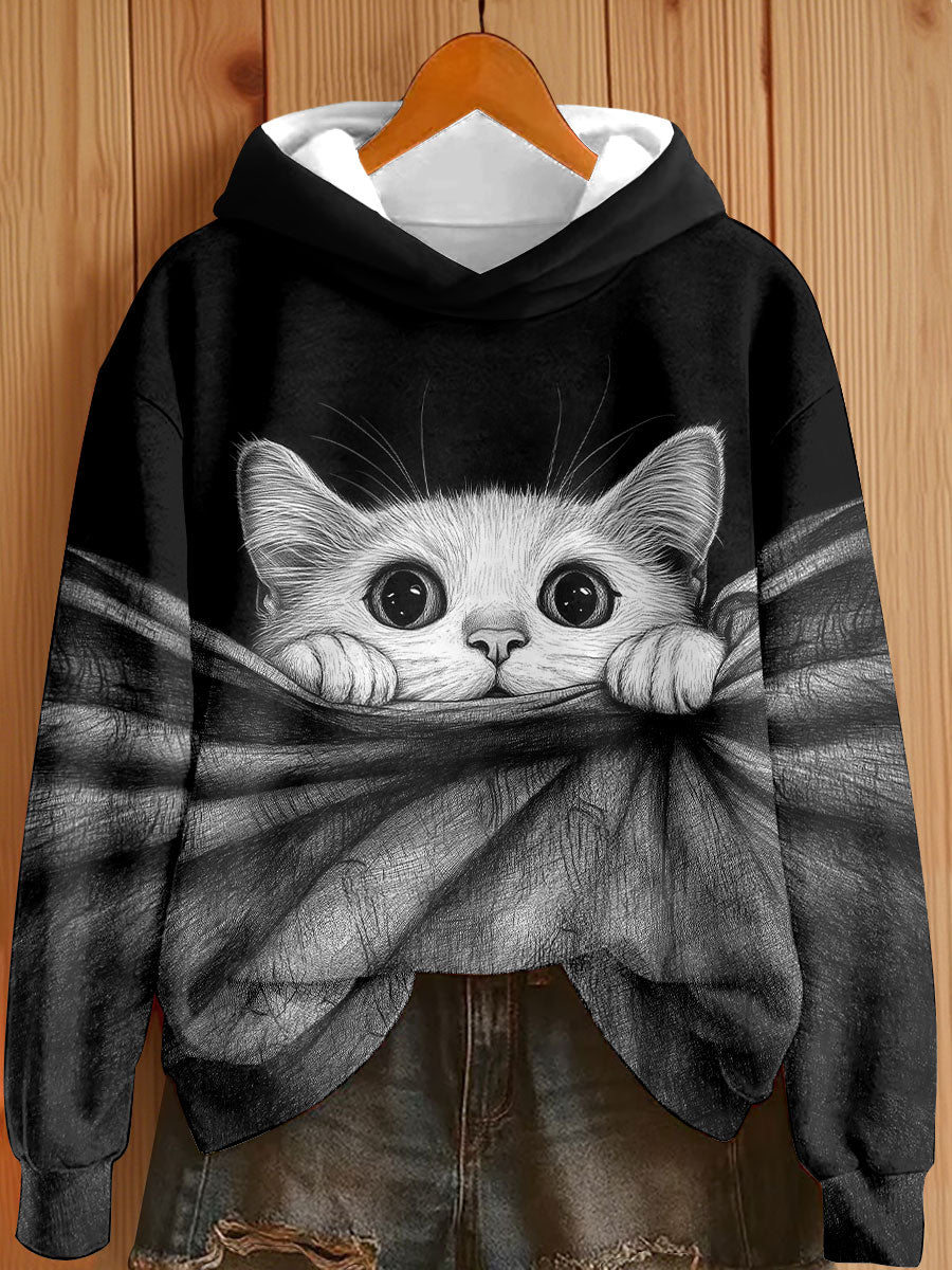 Frauen Spaß Katze Print Hoodies