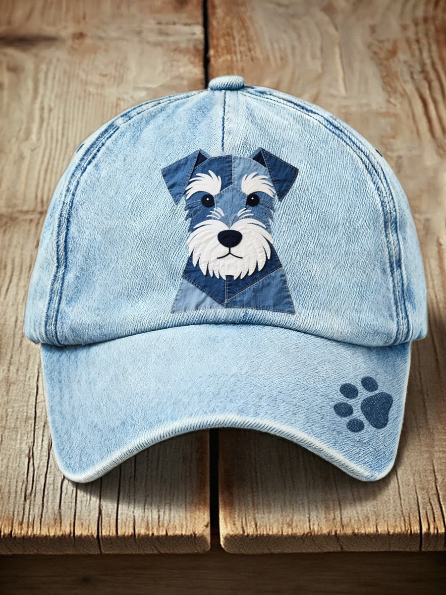 Reizender Schnauzer Hund Patchwork Kunst Hut