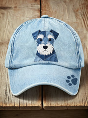Reizender Schnauzer Hund Patchwork Kunst Hut