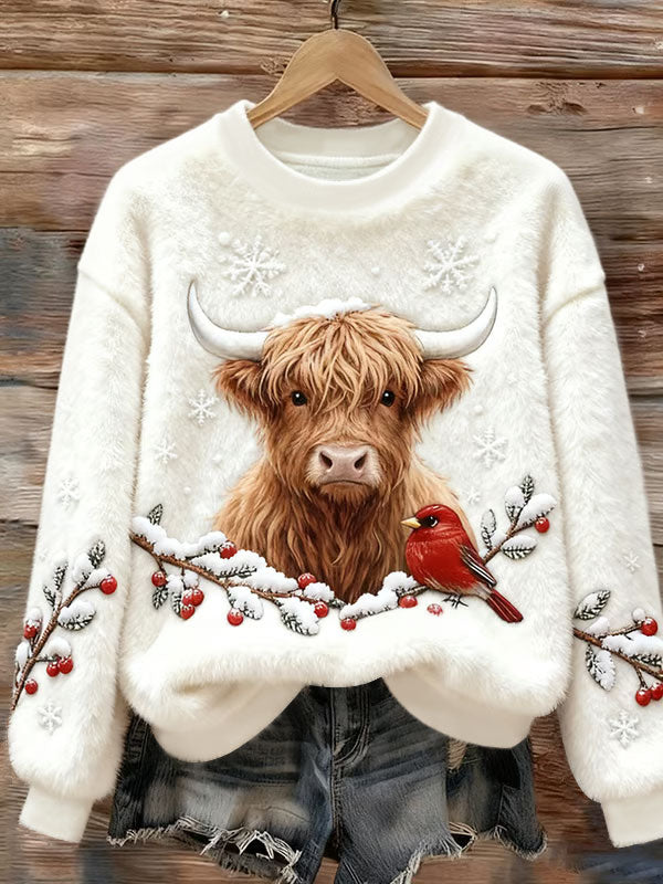 Frauen Weihnachten Highland Kuh Flanell Hoodie