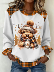 Frauen Highland Kuh Kunstdruck Casual Top