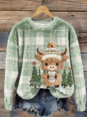 Damen niedliche Kuh Kunst Flanell Top