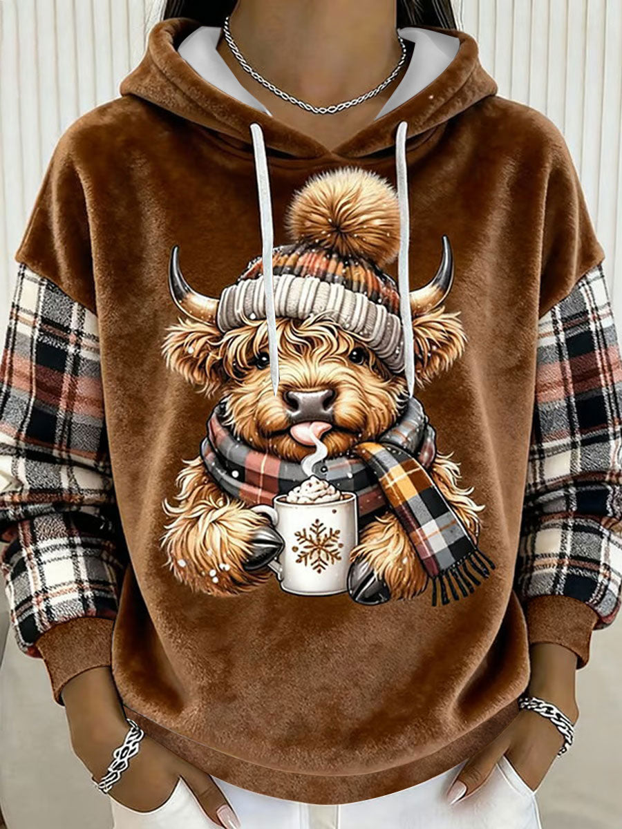 Frauen Highland Kuh Kunstdruck Casual Top