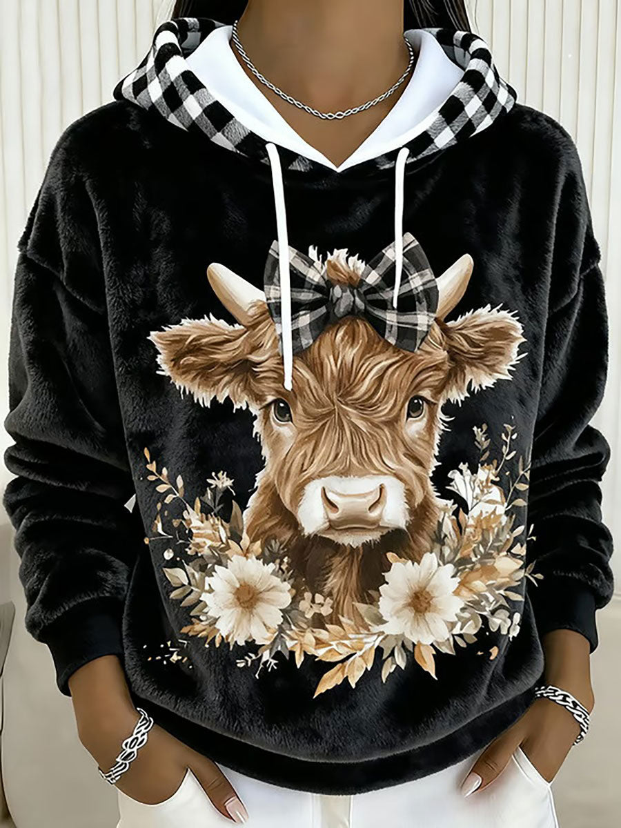 Frauen Highland Kuh Kunstdruck Casual Top