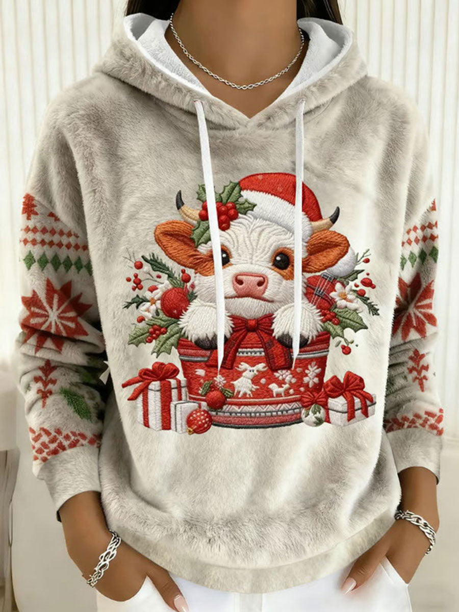 Frauen Highland Kuh Kunstdruck Casual Top