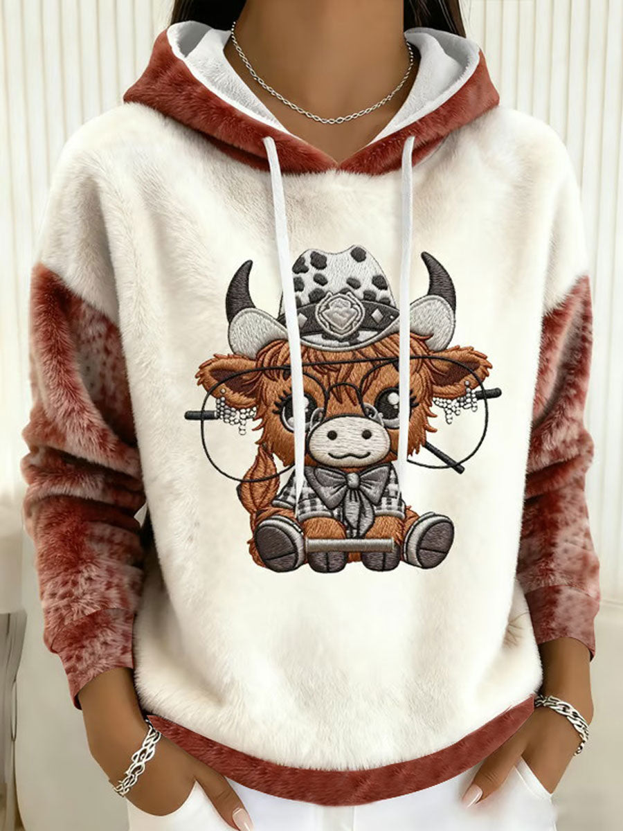 Frauen Highland Kuh Kunstdruck Casual Top