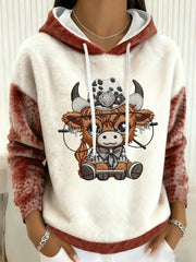 Frauen Highland Kuh Kunstdruck Casual Top