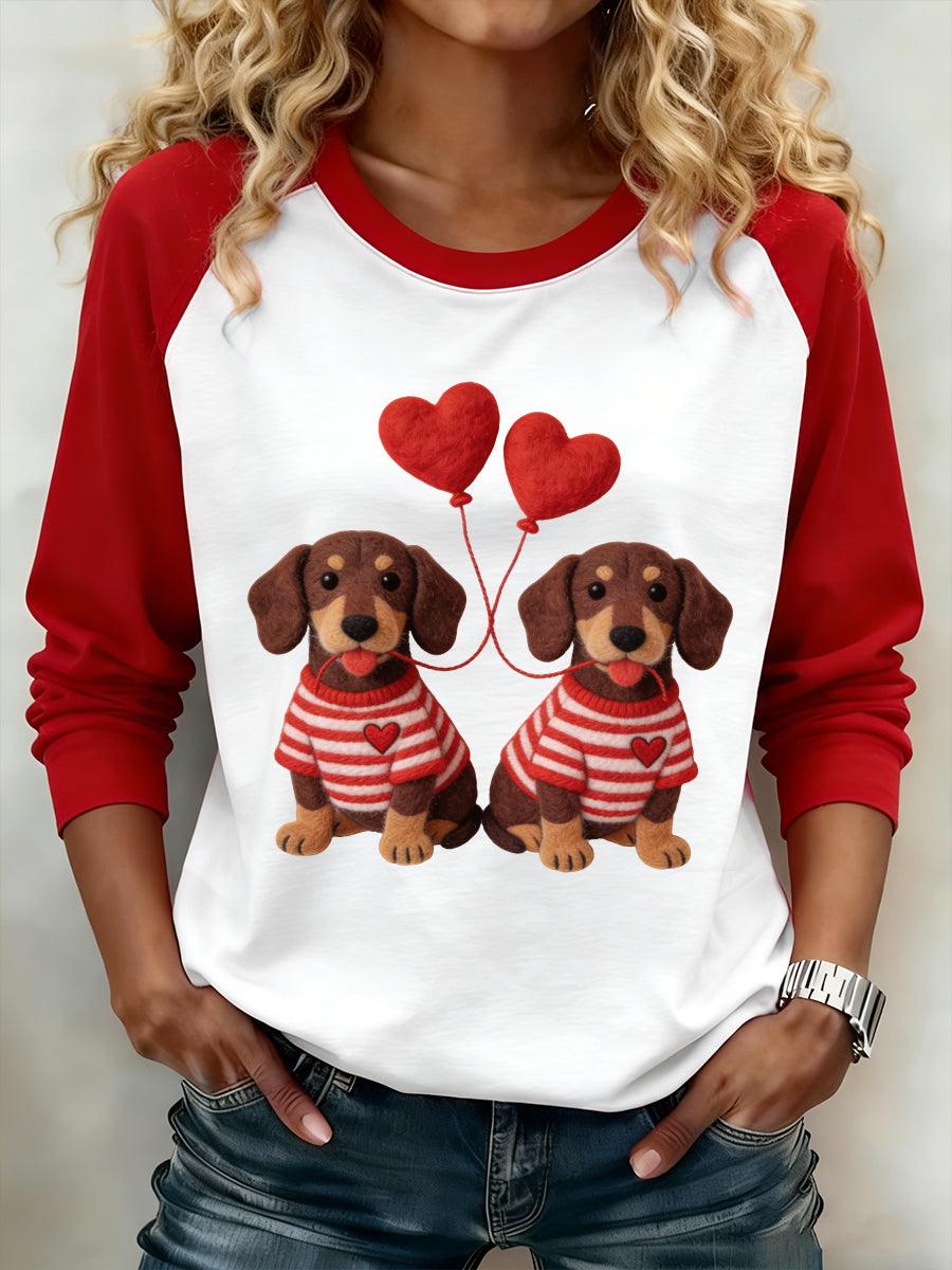 Frauen Valentinstag Welpen Sweatshirt