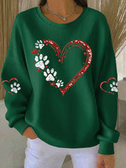 Damen-Liebes-Hunde-Pfote bedrucktes Sweatshirt