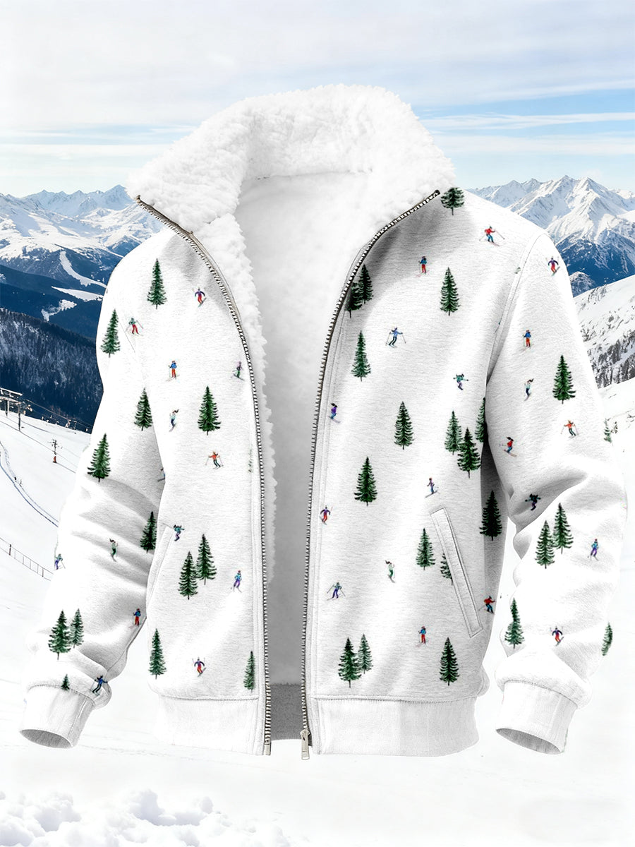 Herren-Ski-Kunstdruck-Strickjacke