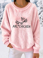 Frauen Lustige Arc'Chicken Plüsch Hoodie
