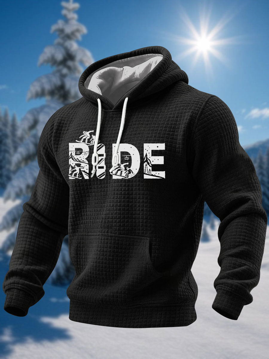 Herren-Ski-Enthusiast Waffel-Strick-Hoodie